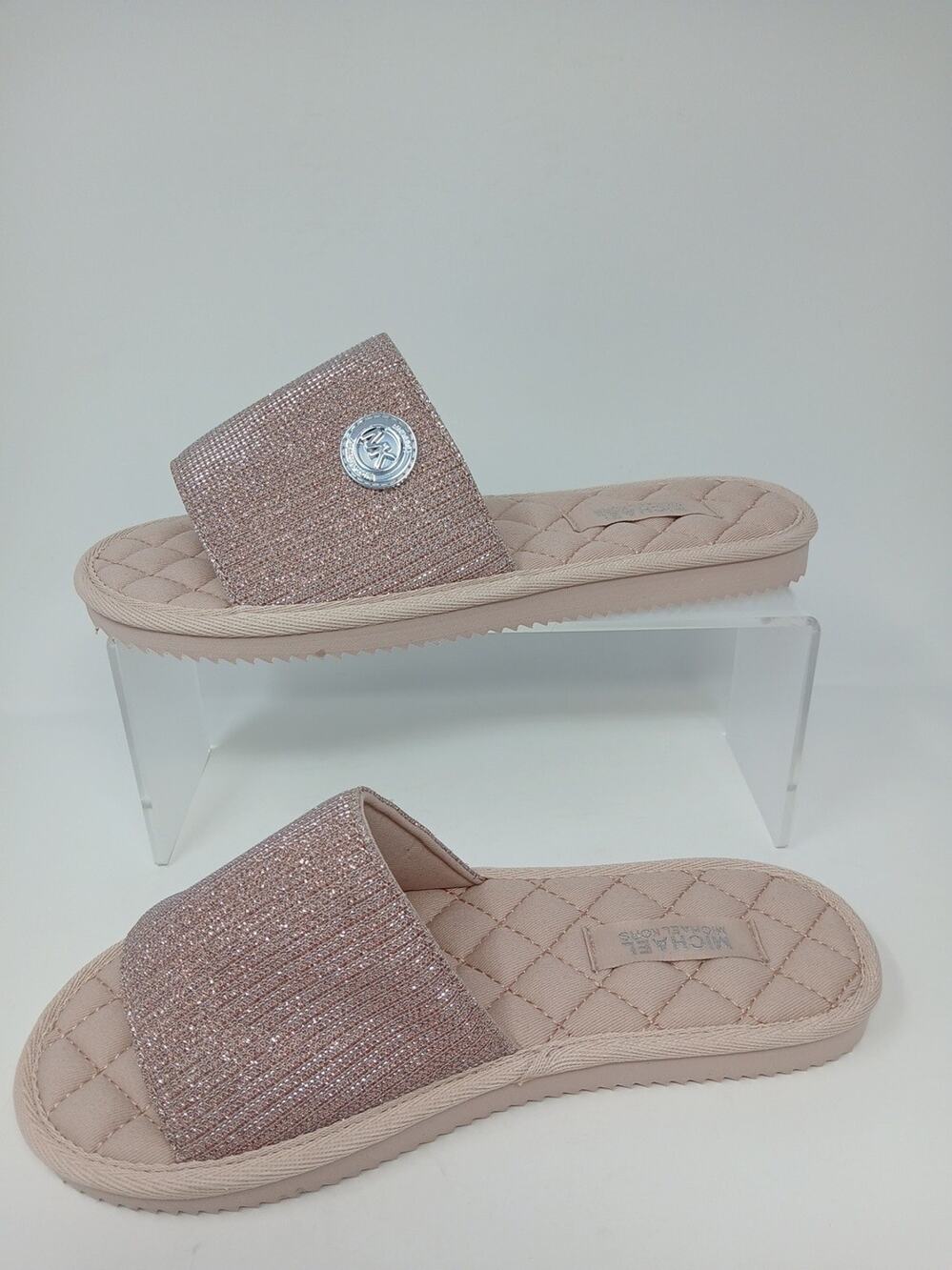 Michael Kors Eva Sole Slide Sandal Women’s MK Sz 8 Eva Sole RX21C Bedazzled New